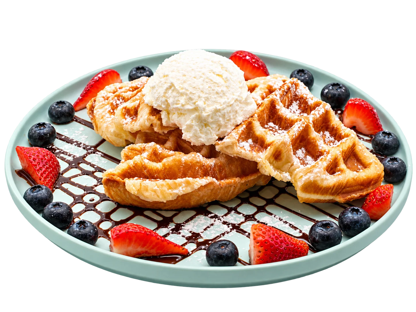 Croffle with mixed berries and whipped cream